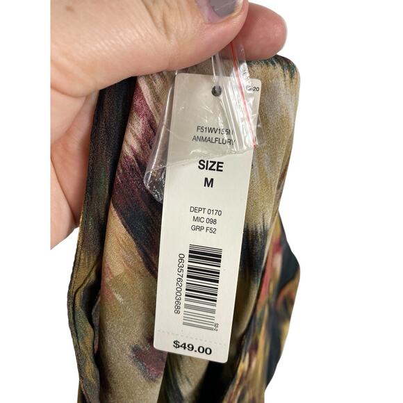 Investments Blouse Top Button Up Watercolor Floral Animal Print Romantic Boho M - Picture 12 of 14